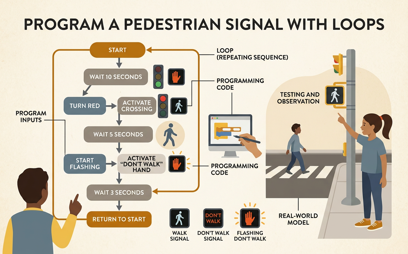 Program a Pedestrian Signal with Loops