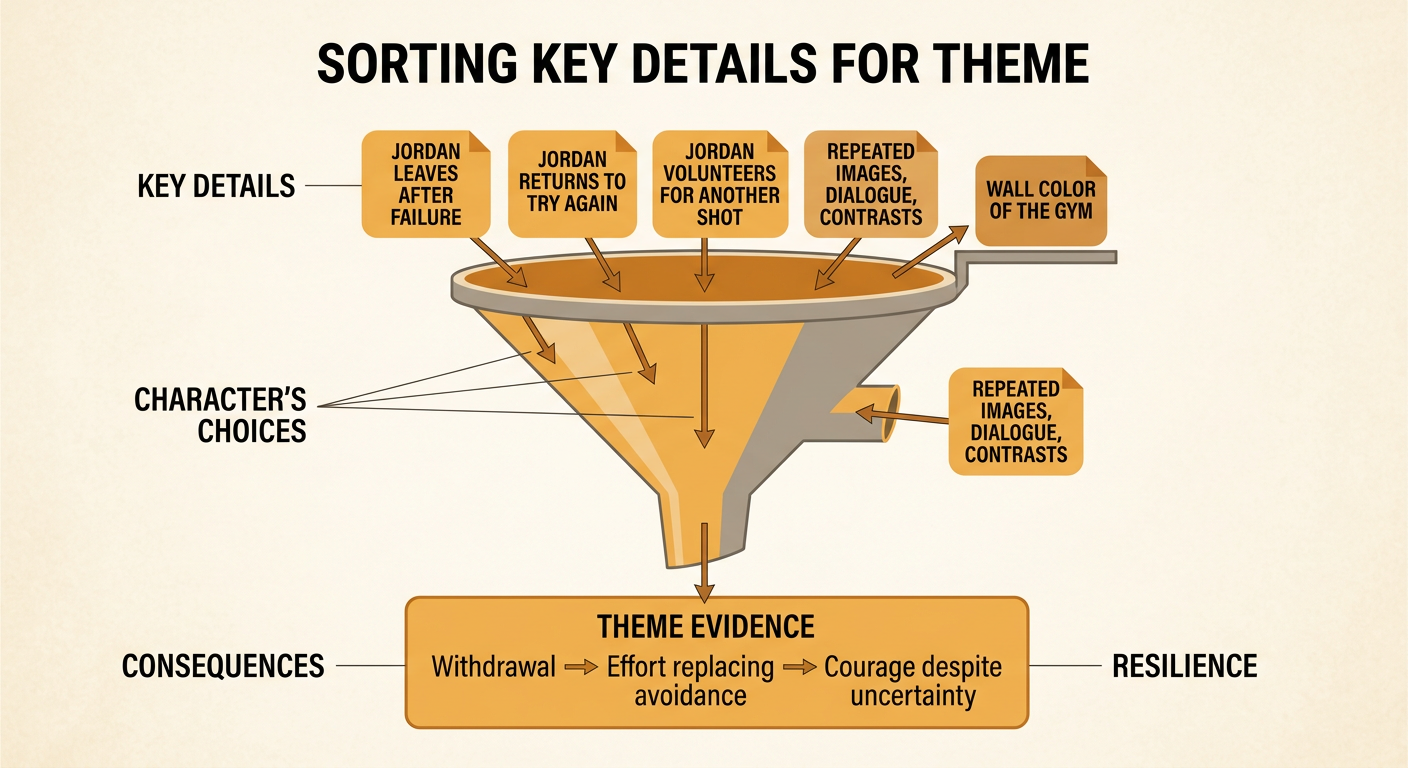 A cause-and-effect diagram connects Jordan's choices and their consequences to his growing resilience.