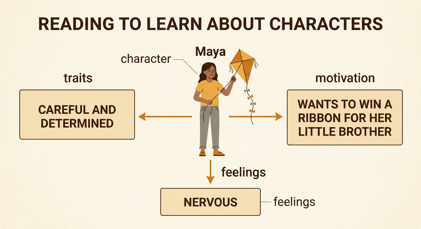 Maya checks the knots on her kite while imagining a ribbon for her brother and showing nervous, shaking hands.