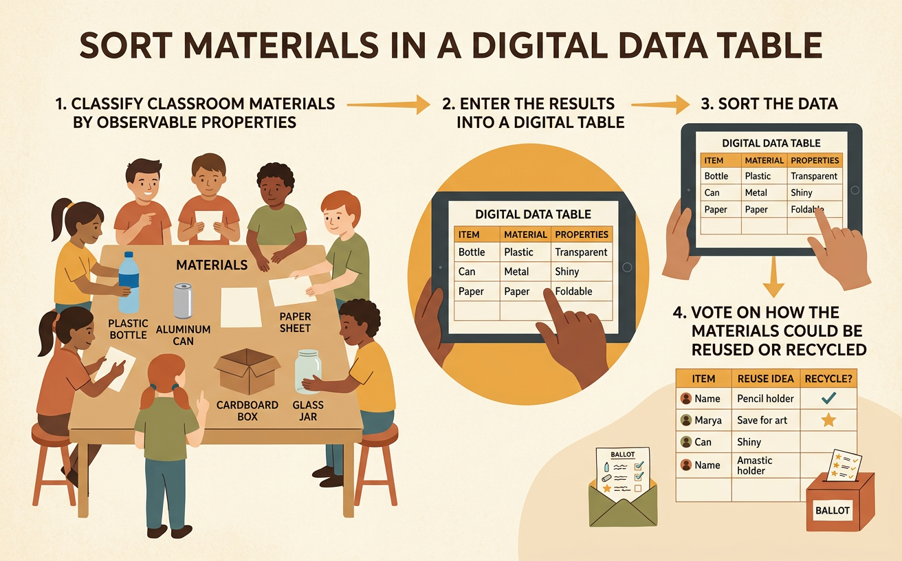 Sort Materials in a Digital Data Table