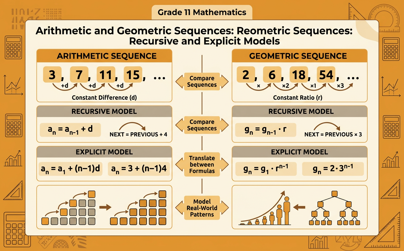 Arithmetic and Geometric Sequences: Recursive and Explicit Models