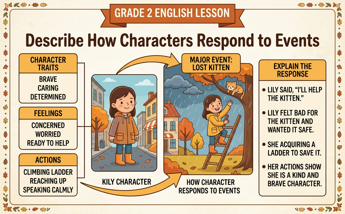 Describe How Characters Respond to Events