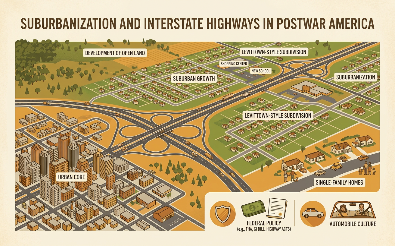 Suburbanization and Interstate Highways in Postwar America