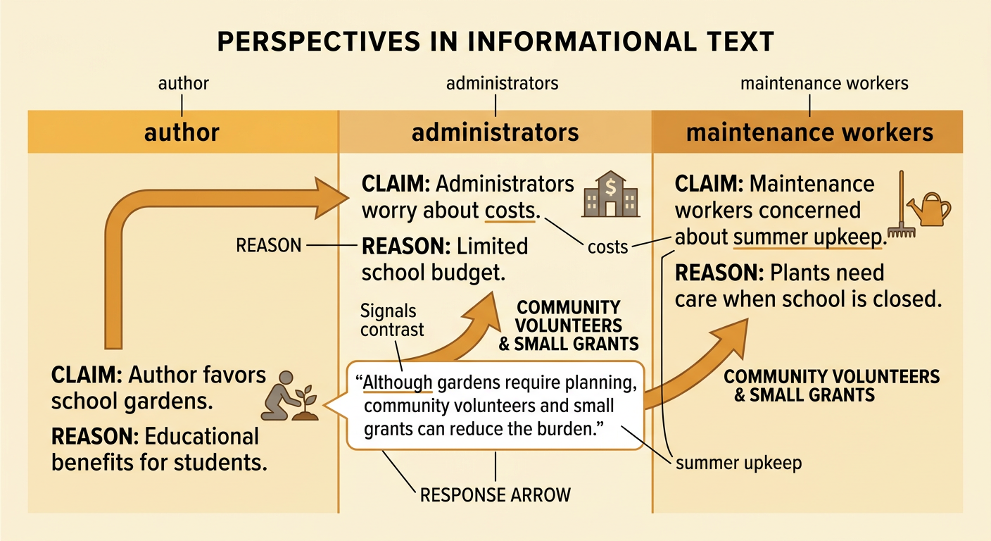 A three-column comparison chart shows cost and upkeep concerns beside the author’s response about volunteers and grants.