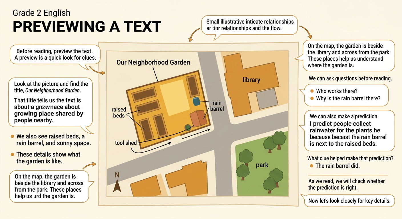A preview page shows a community garden picture and a small map of nearby places.