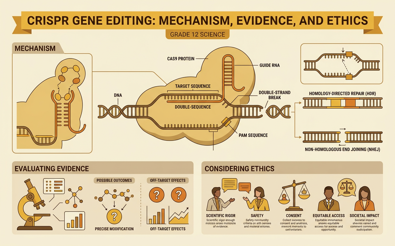 CRISPR Gene Editing: Mechanism, Evidence, and Ethics
