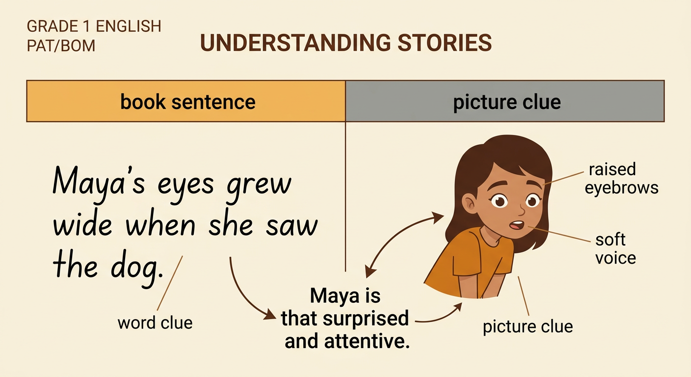 Maya leans toward the dog with wide eyes and raised eyebrows while speaking in a soft voice.