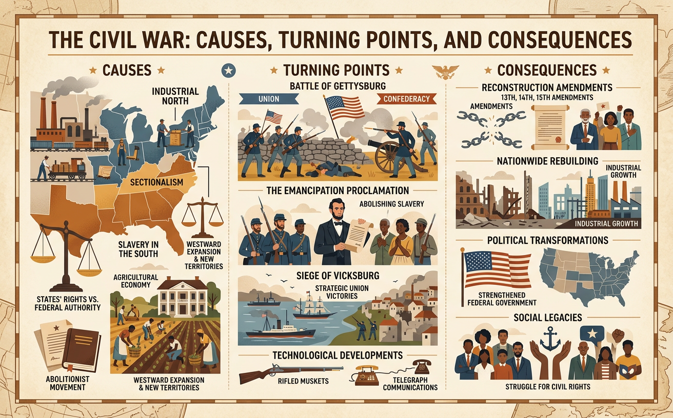 The Civil War: Causes, Turning Points, and Consequences