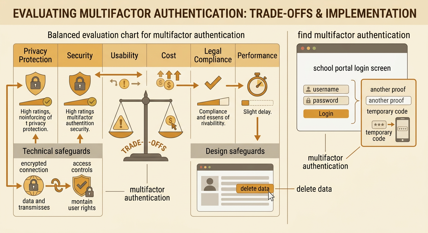 A school portal is protected by layered safeguards while a student completes a secure sign-in.