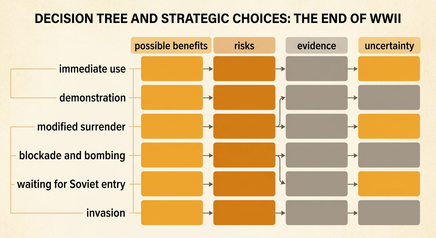 A decision tree shows the proposed alternatives and the major uncertainty or risk attached to each path.