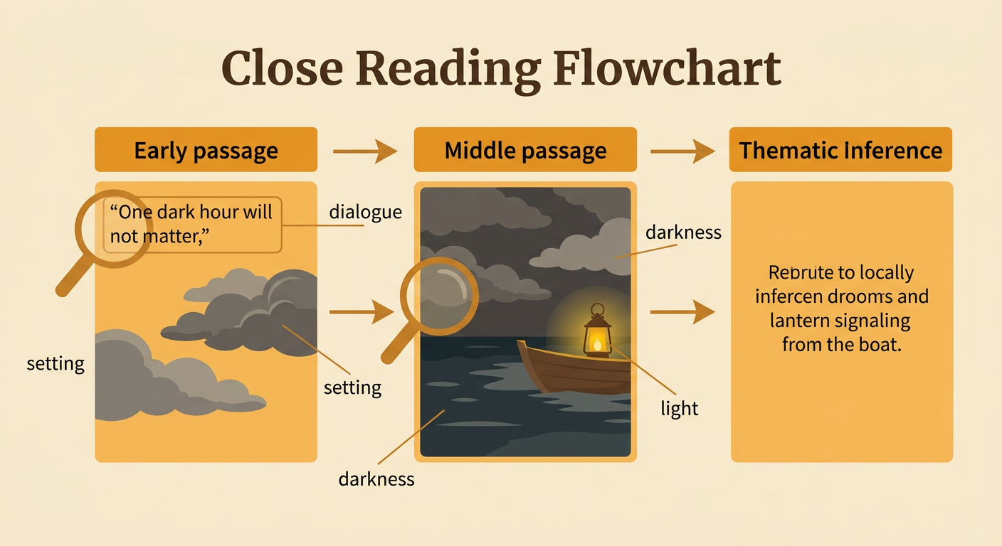 Two lighthouse scenes contrast Maya dismissing the gathering storm with Maya seeing a boat signal across dark water.