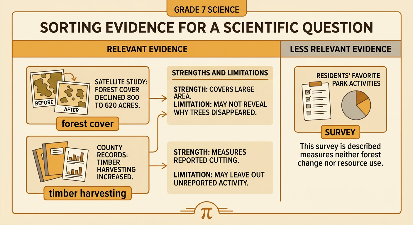 A before-and-after forest image pairs satellite measurements of lost forest with county records of increased tree cutting.