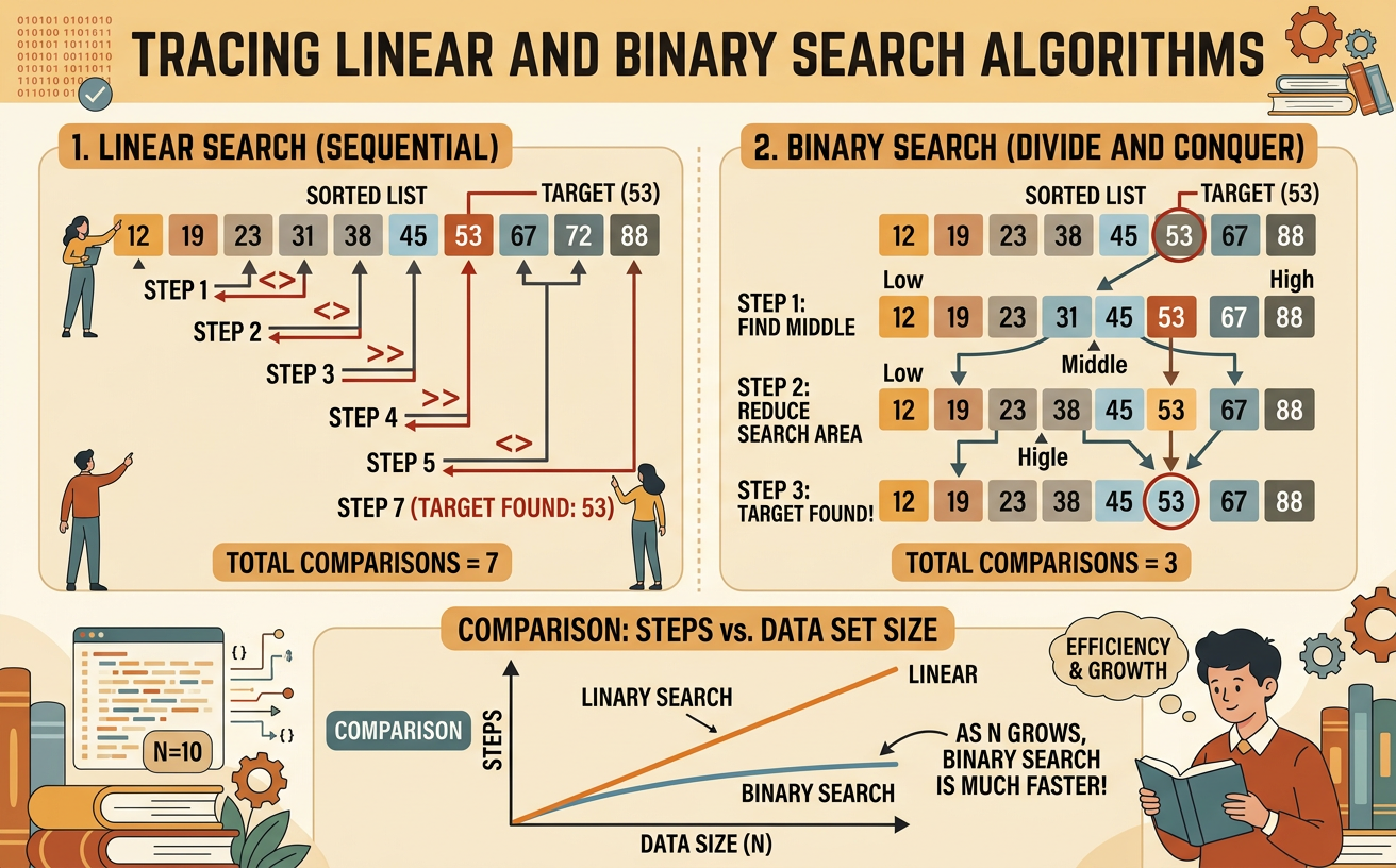 Tracing Linear and Binary Search Algorithms