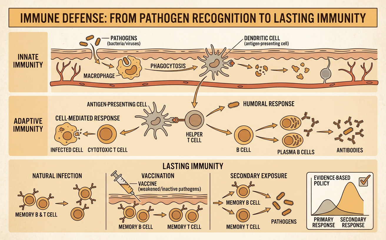 Immune Defense: From Pathogen Recognition to Lasting Immunity