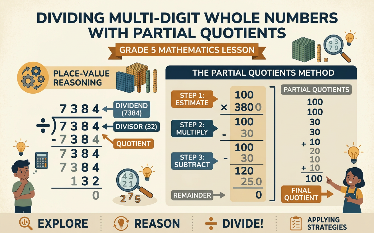 Dividing Multi-Digit Whole Numbers with Partial Quotients