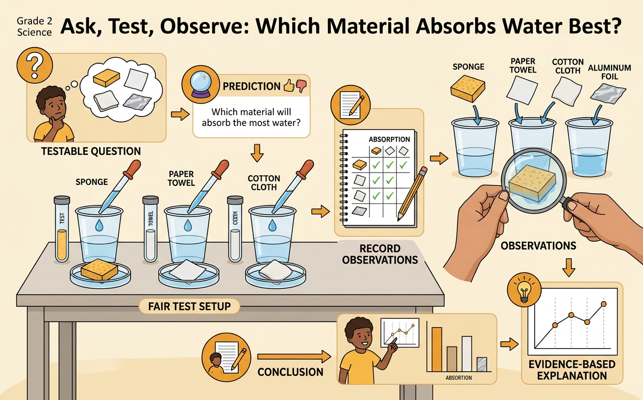Ask, Test, Observe: Which Material Absorbs Water Best?