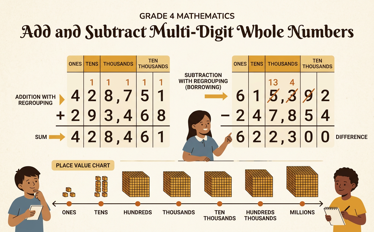 Add and Subtract Multi-Digit Whole Numbers