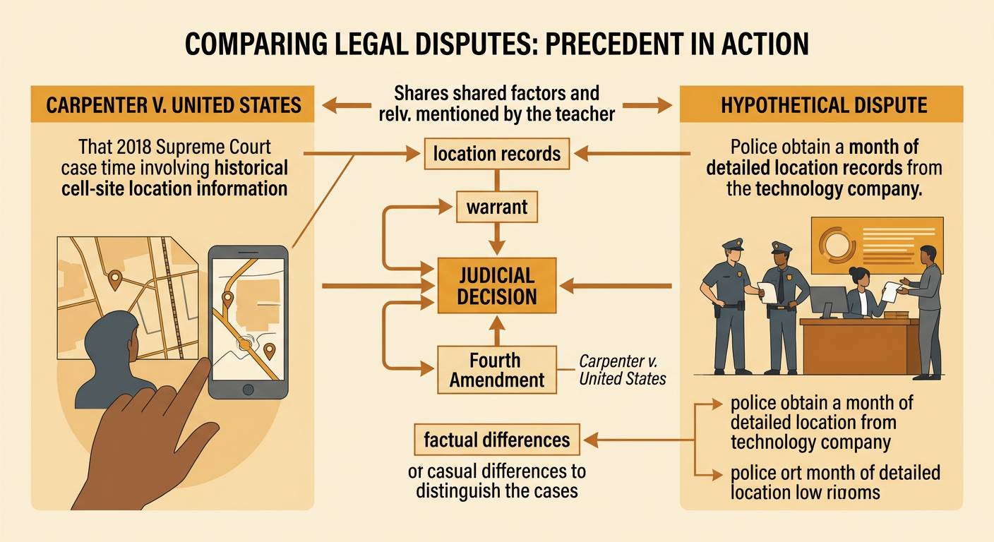 A smartphone sends a month of location records to police while a warrant barrier and the Fourth Amendment stand between them.