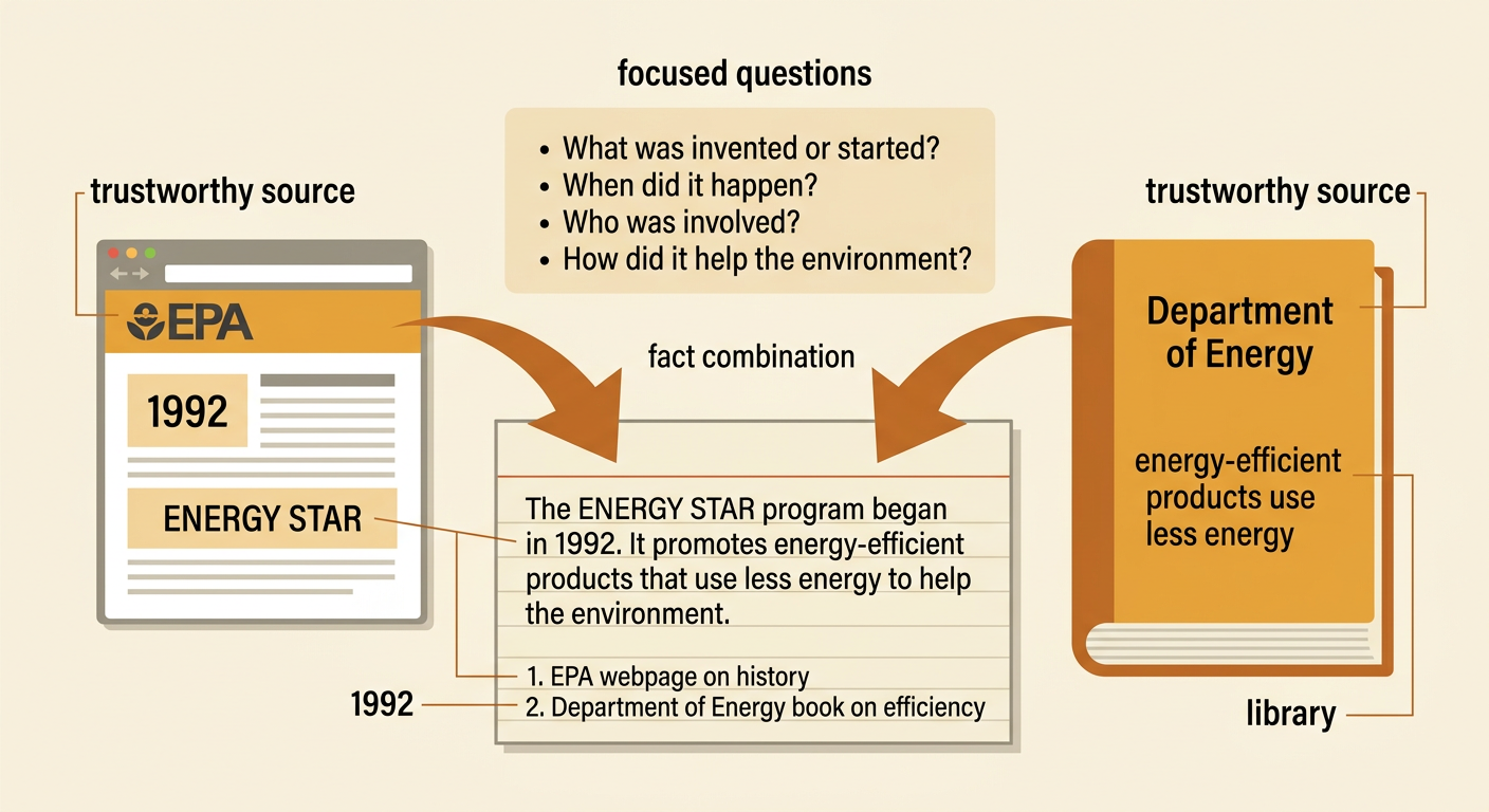 Two trustworthy sources answer focused questions and provide facts for an ENERGY STAR record.