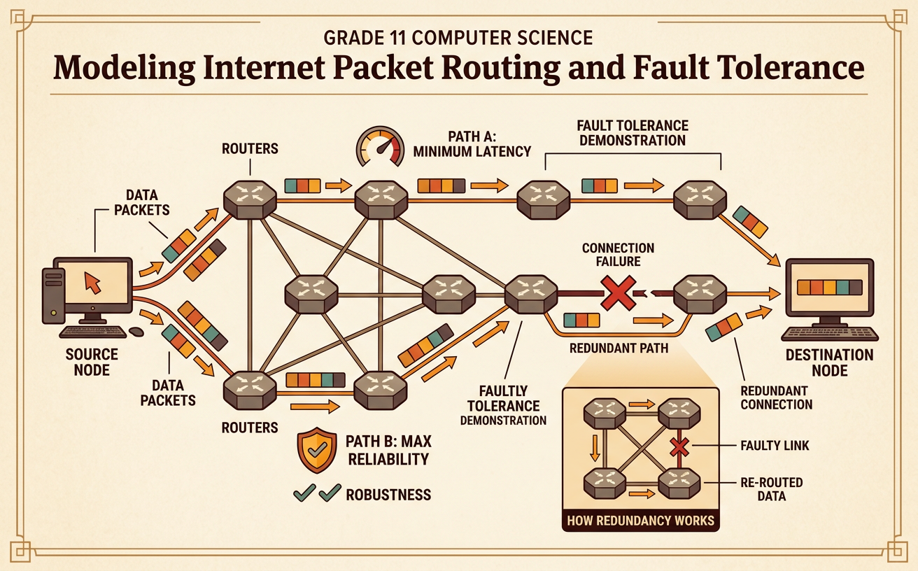 Modeling Internet Packet Routing and Fault Tolerance