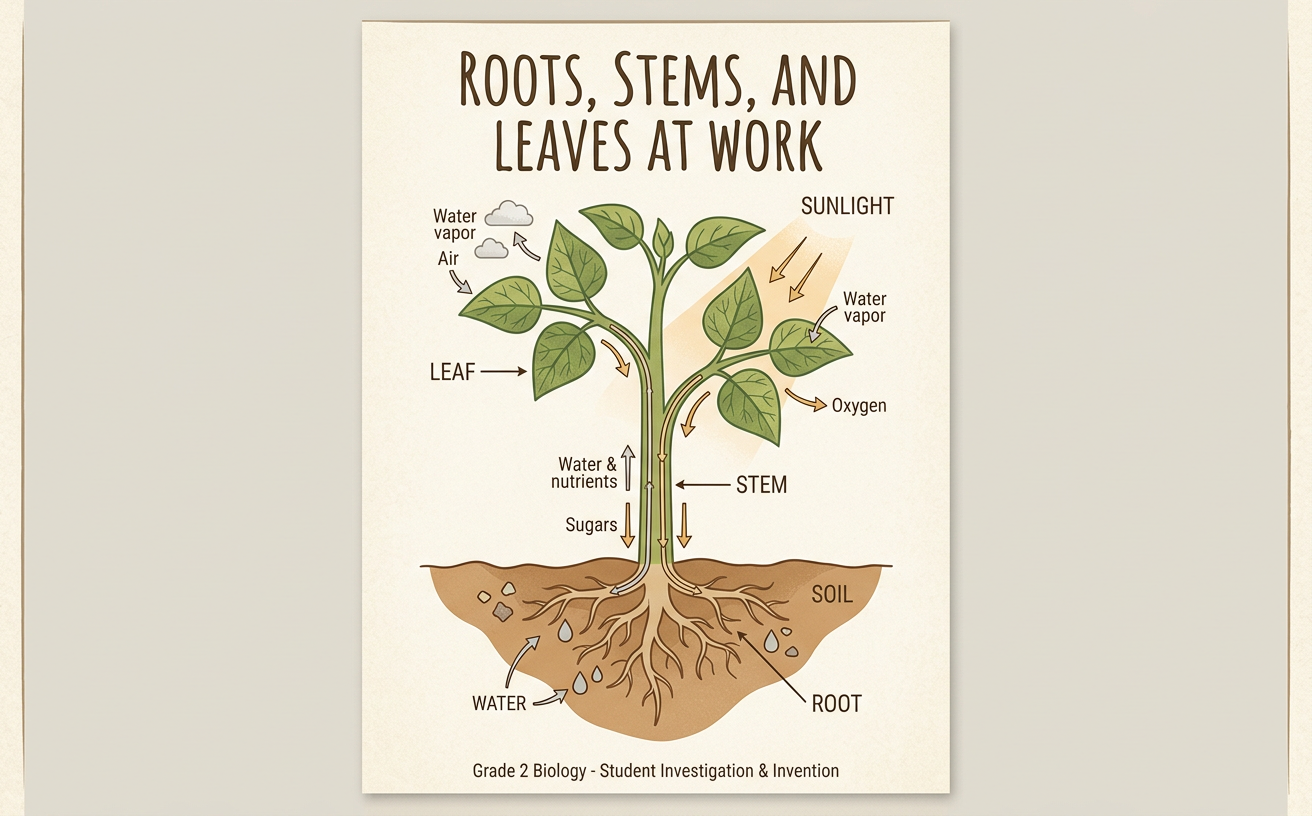 Roots, Stems, and Leaves at Work