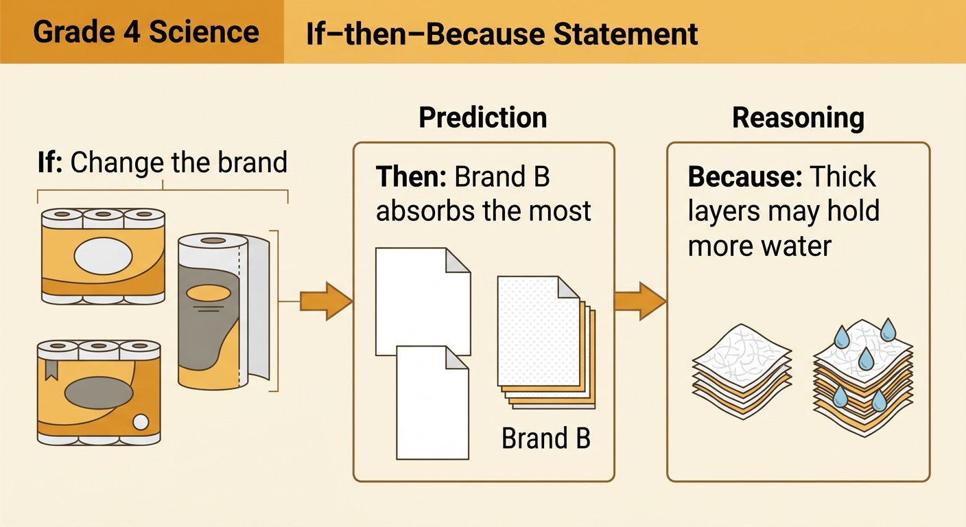 An if-then-because statement connects the planned change, the expected result, and the reason for the prediction.