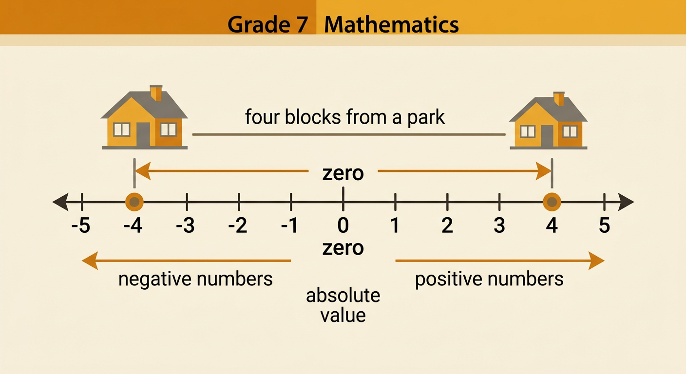 A number line shows opposite rational numbers and their equal distances from zero.