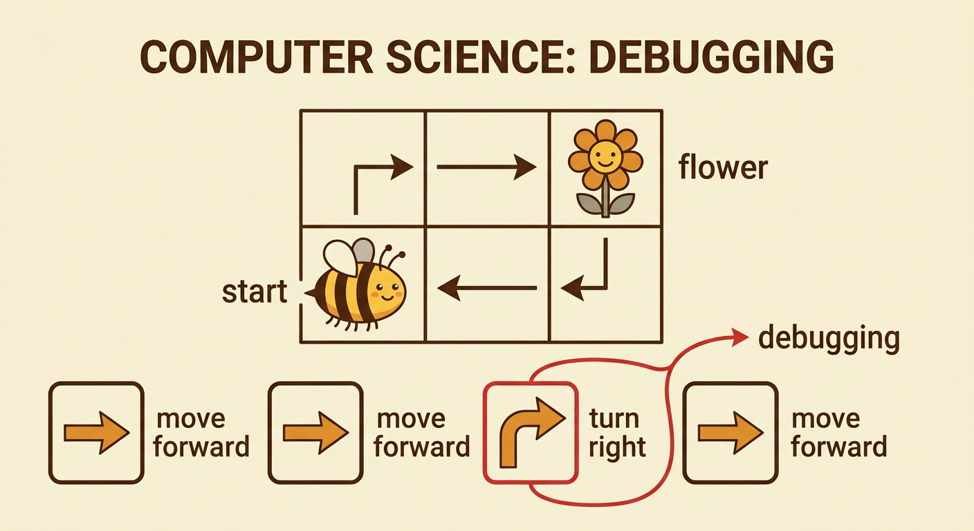 A bee follows four picture commands from the start but turns away from a flower.