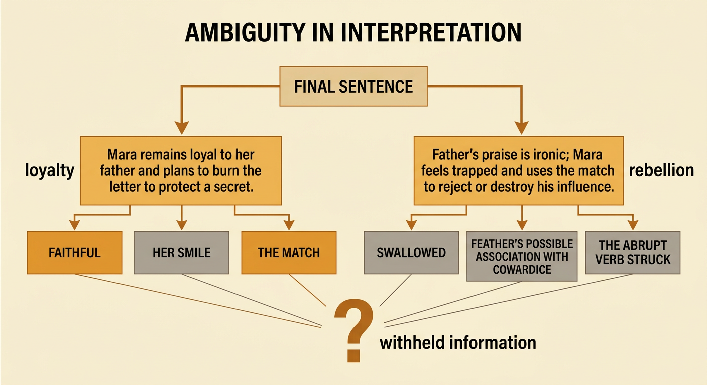 A balanced scale compares evidence for loyalty and rebellion while missing details remain in the center.