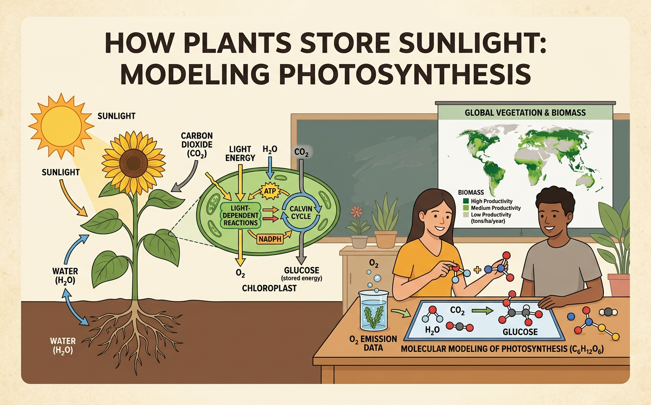 How Plants Store Sunlight: Modeling Photosynthesis