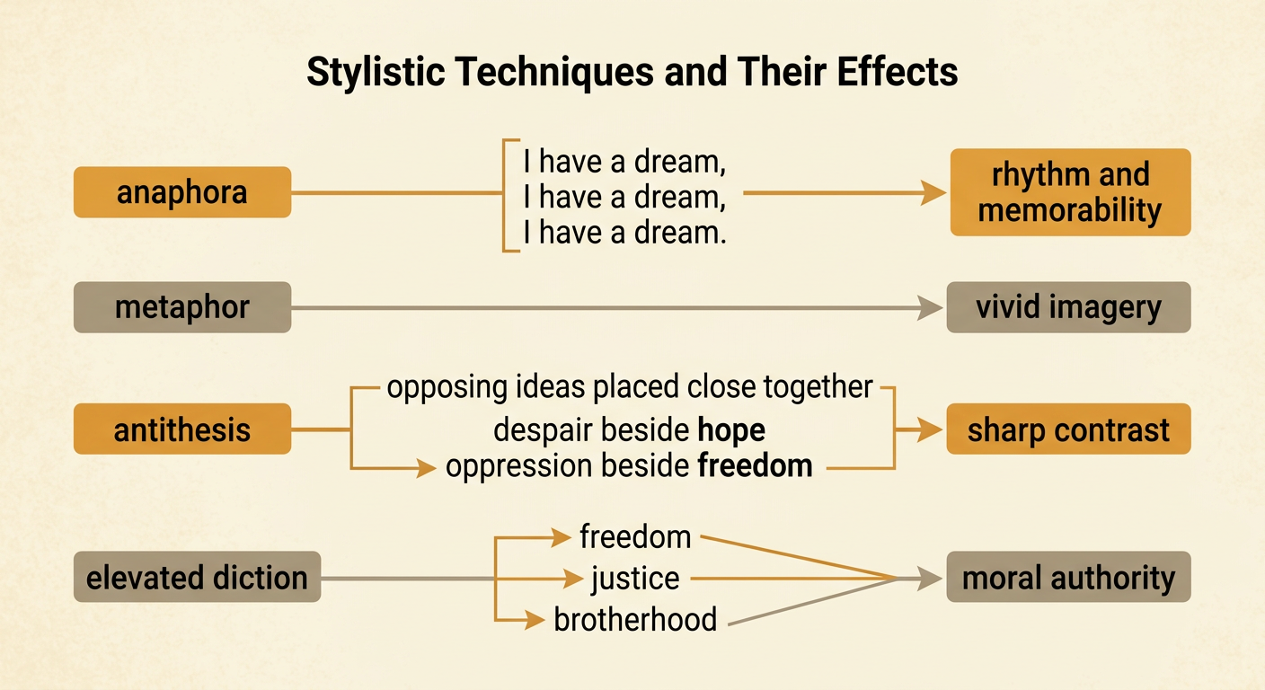 A visual language path moves from darkness to light beneath repeated dream statements and paired contrasting ideas.