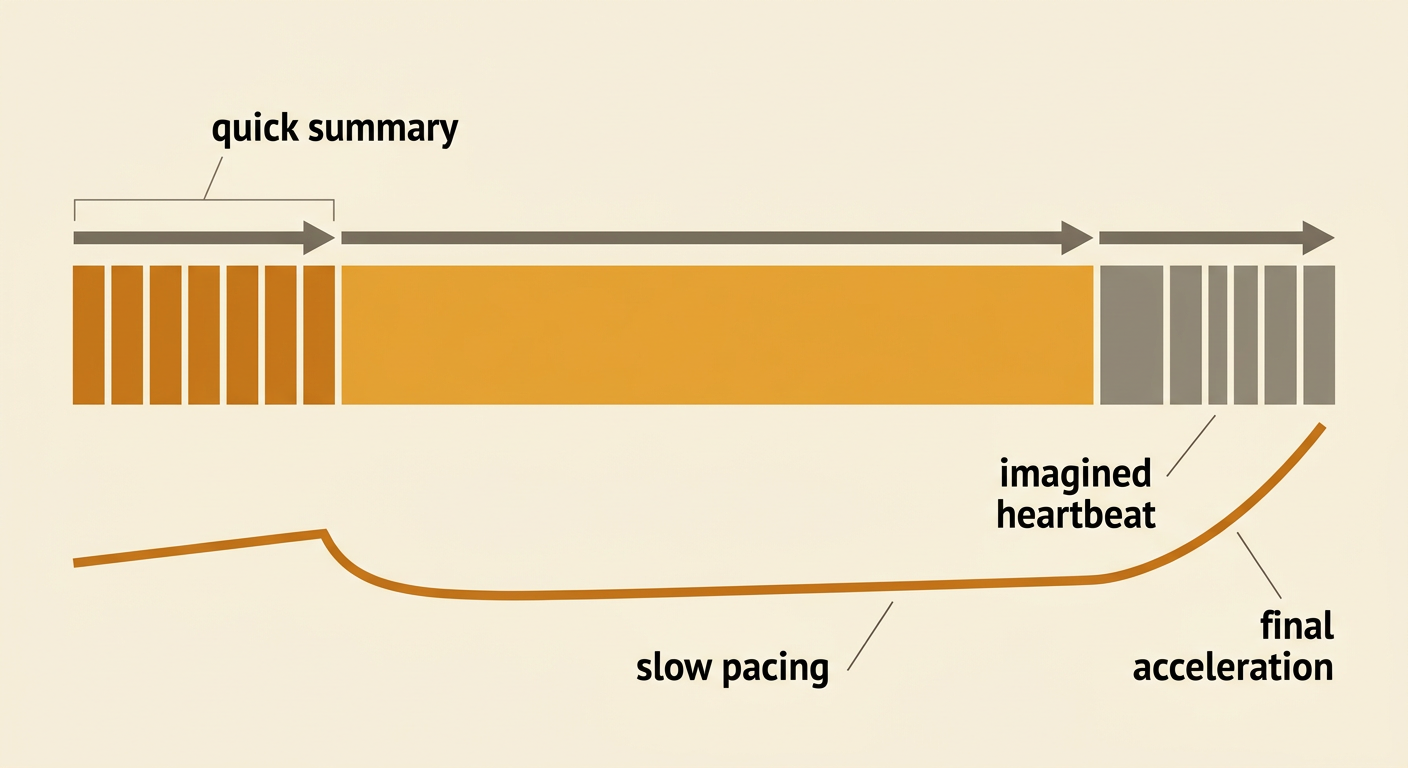 A pacing graph for The Tell-Tale Heart moves from a quick summary to slow pacing during the murder and final acceleration near the confession.