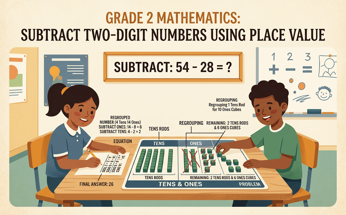 Subtract Two-Digit Numbers Using Place Value