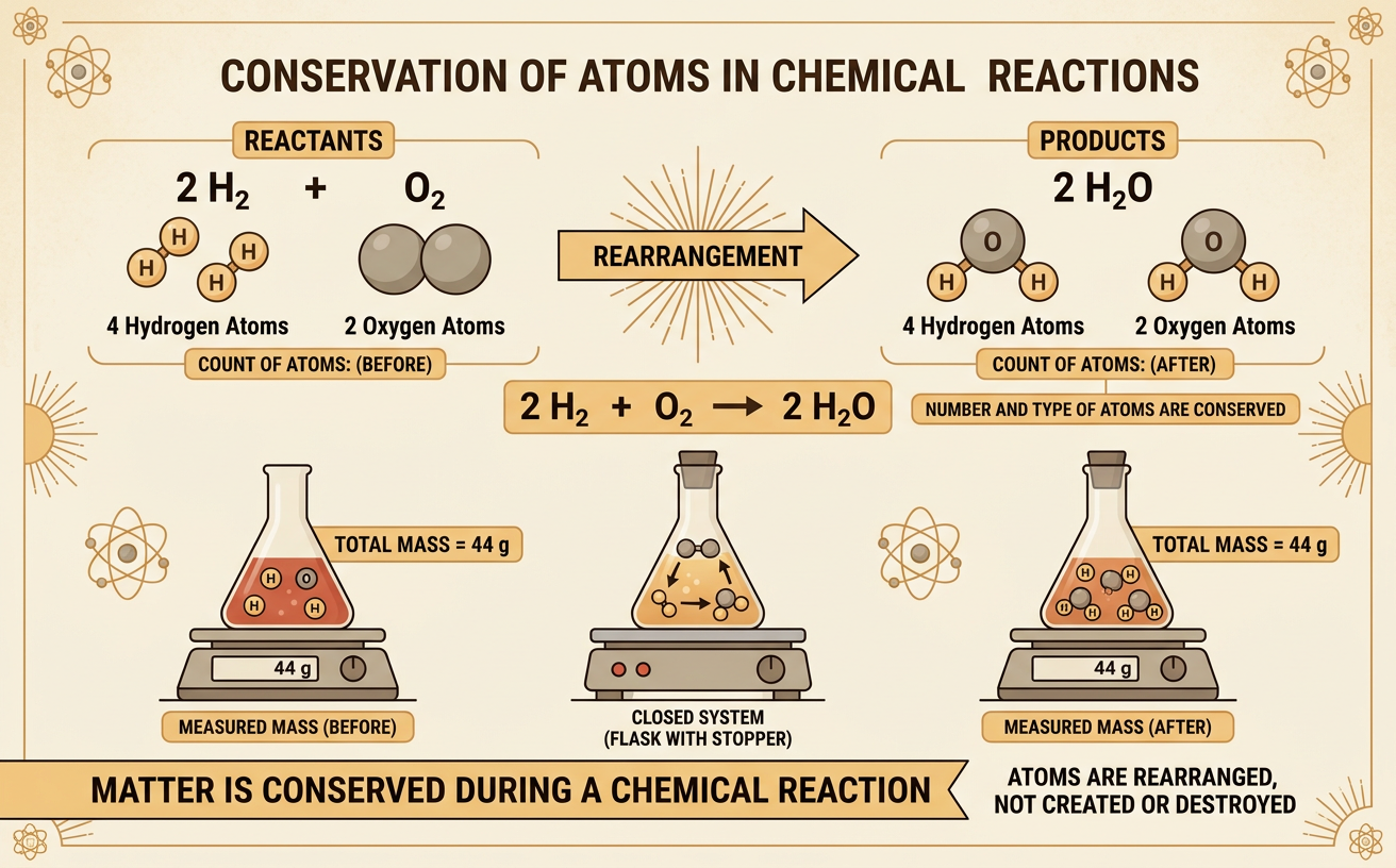 Conservation of Atoms in Chemical Reactions