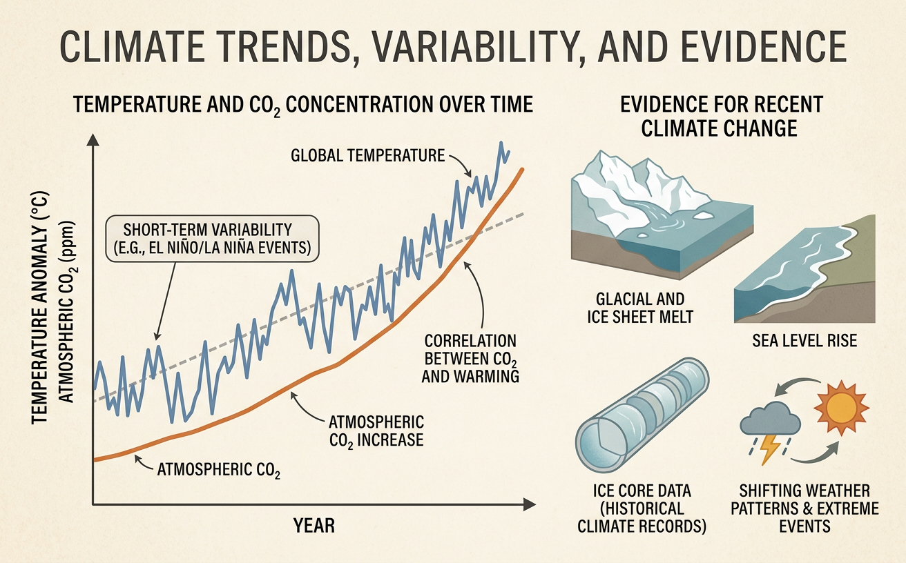 Climate Trends, Variability, and Evidence