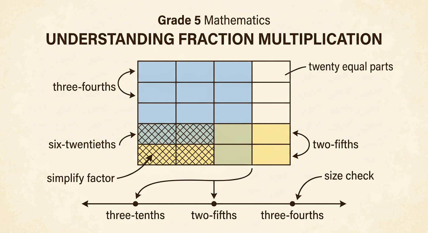 A four-column by five-row model shows six overlapping cells, the simplified product, and a size comparison.