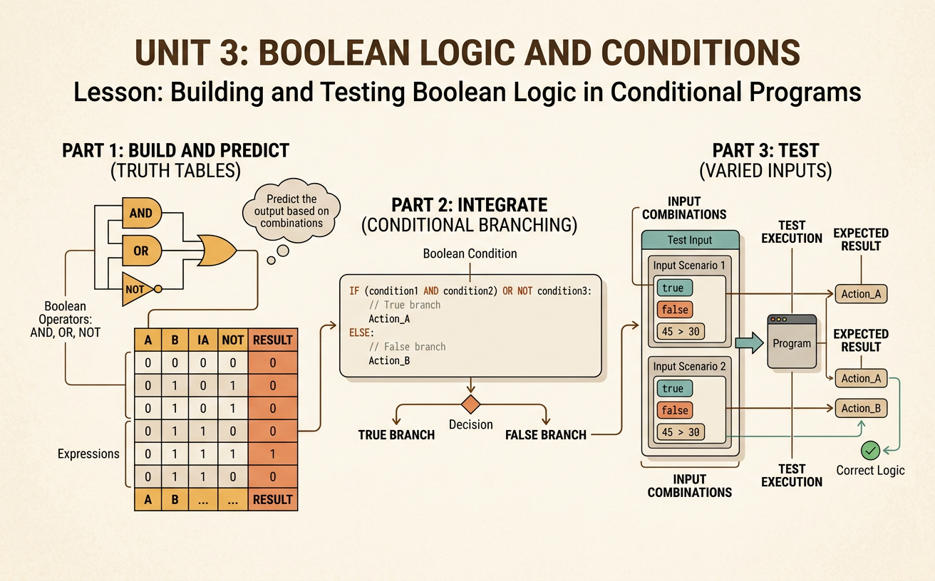 Building and Testing Boolean Logic in Conditional Programs