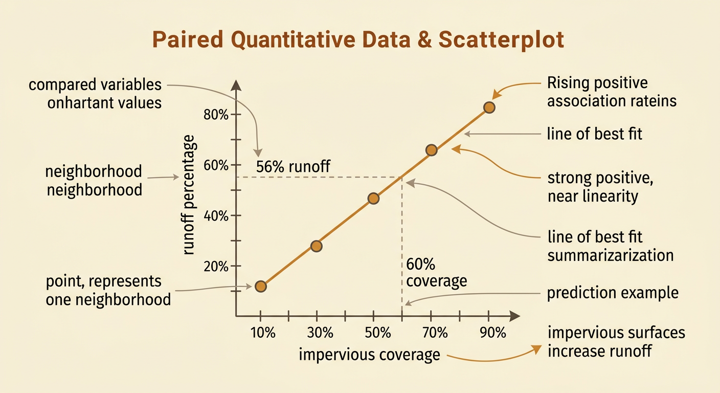 A scatterplot shows five neighborhood data points rising near a line of best fit, including an estimate at 60 percent coverage.