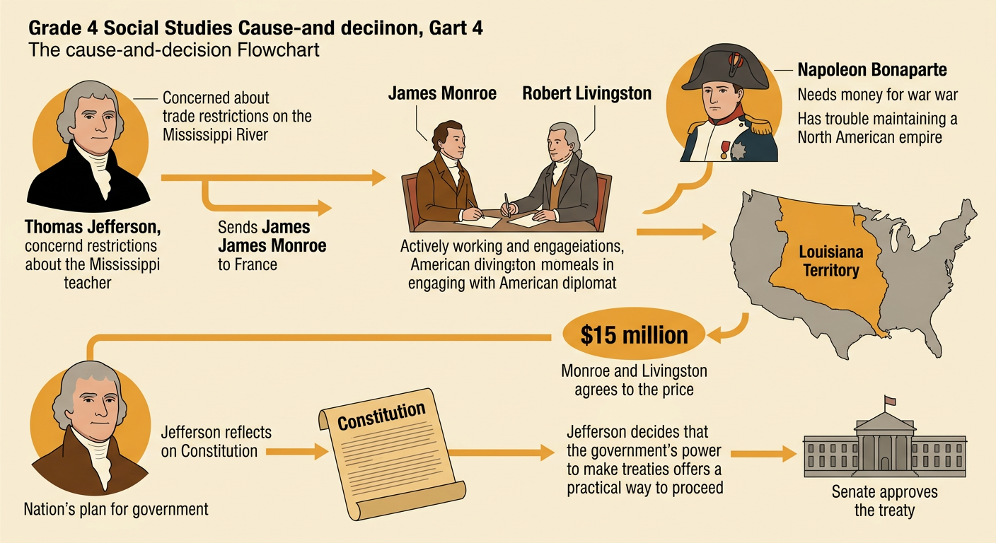 Jefferson's representatives complete the Louisiana Purchase agreement with Napoleon's government.