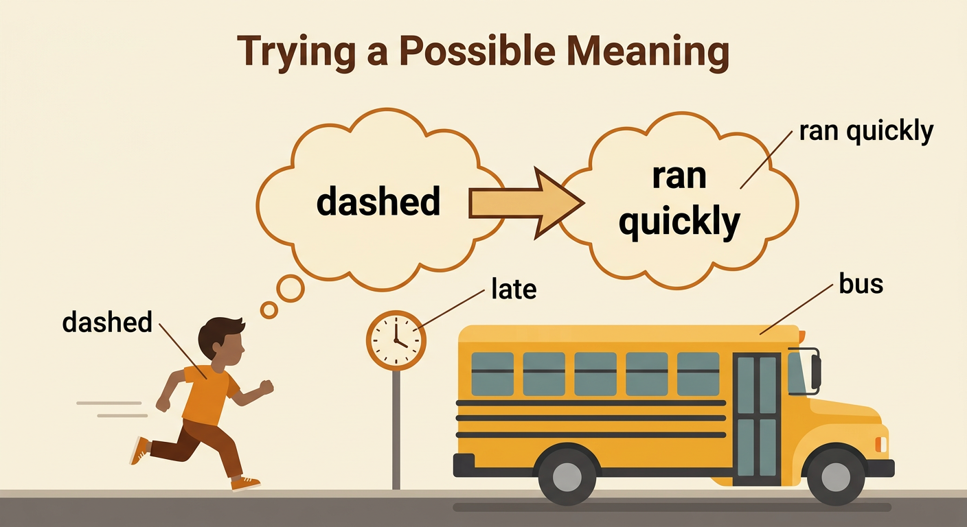 Sam runs quickly toward a waiting bus because he is almost late.