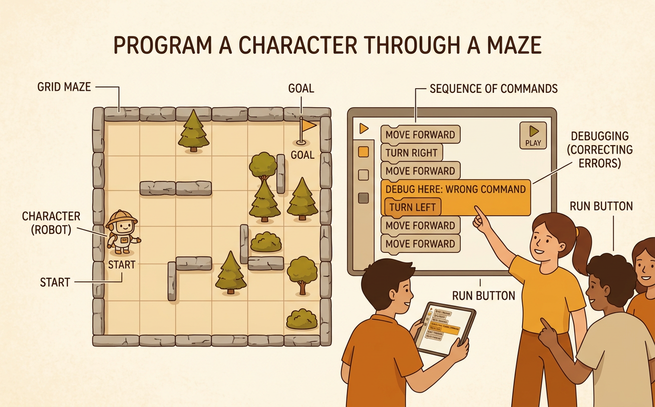 Program a Character Through a Maze