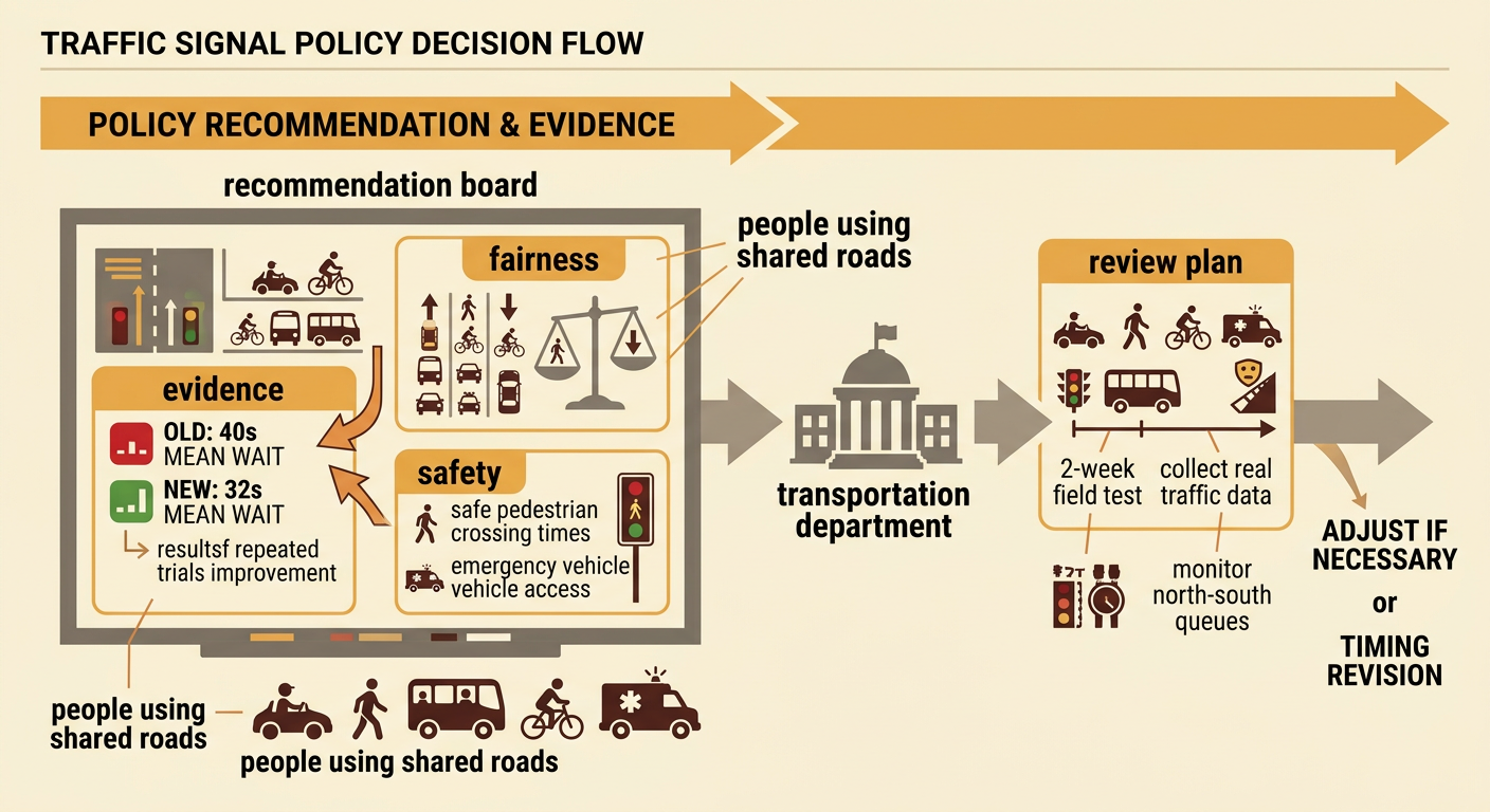 A city recommendation board balances traffic evidence with fairness, safety, and a review plan.
