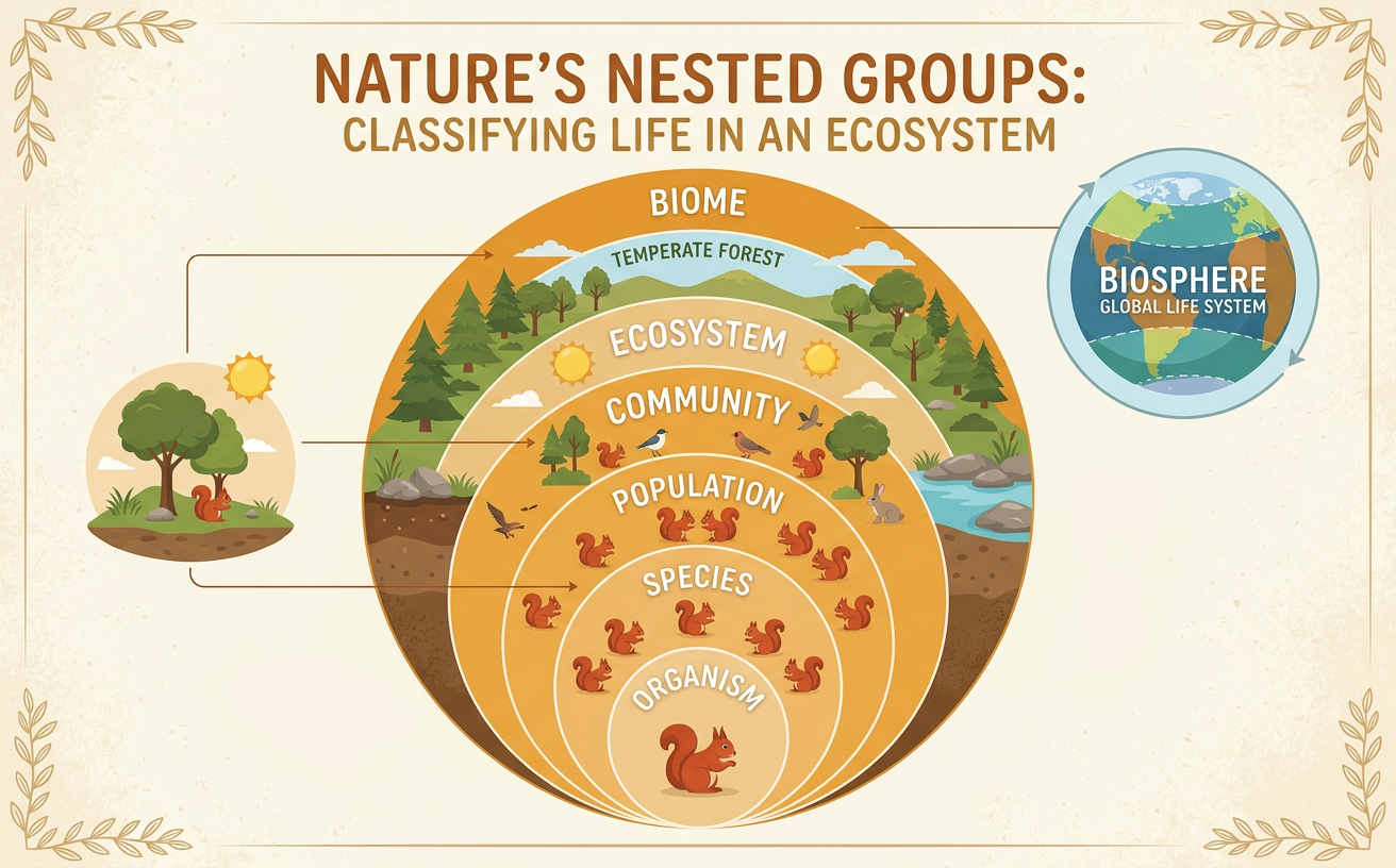 Nature’s Nested Groups: Classifying Life in an Ecosystem