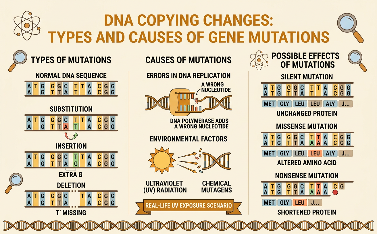 DNA Copying Changes: Types and Causes of Gene Mutations