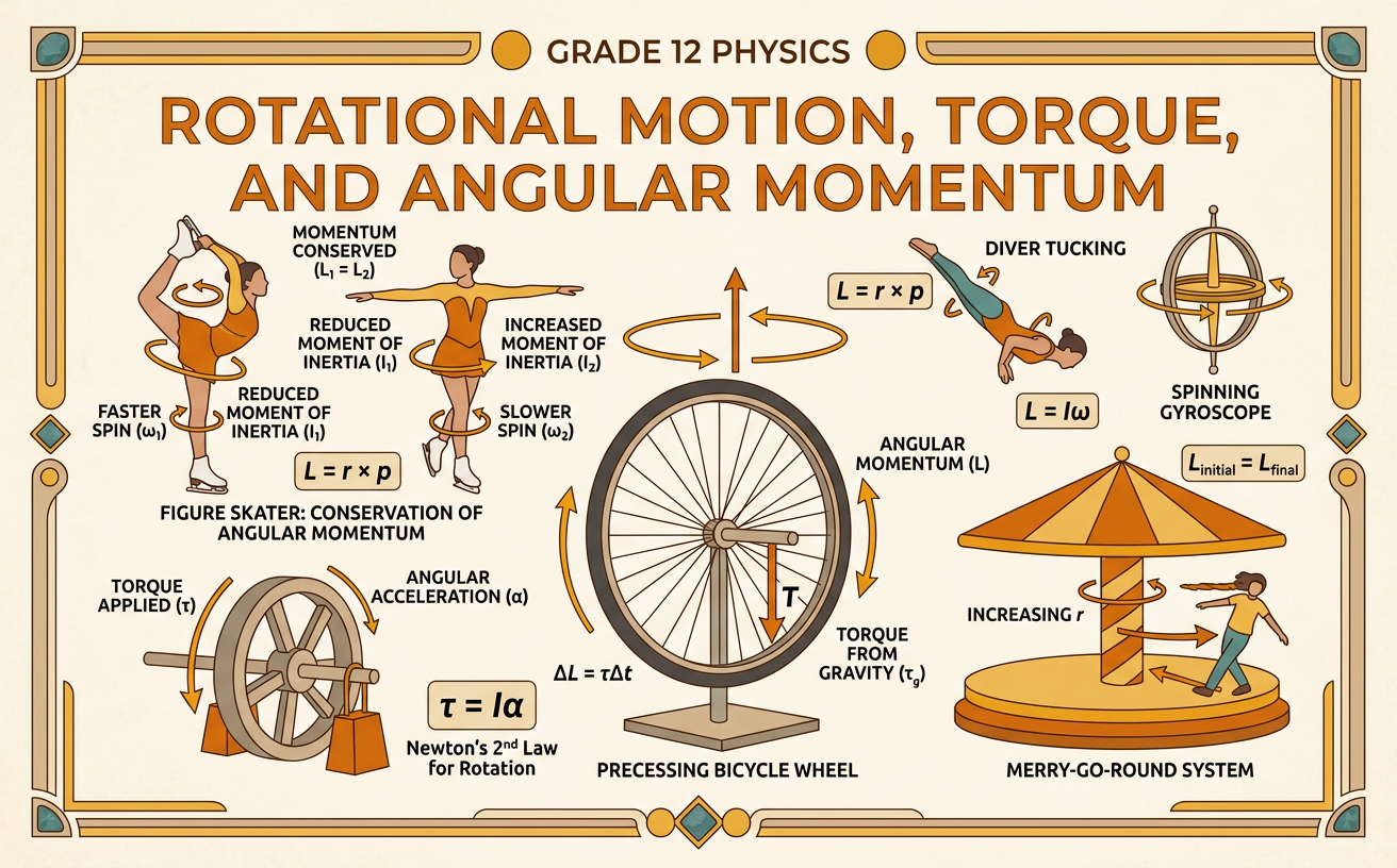 Rotational Motion, Torque, and Angular Momentum