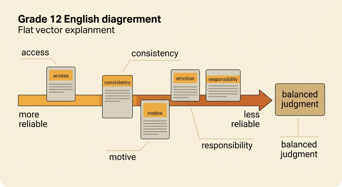 A reliability scale weighs the narrator’s strong firsthand knowledge against bias and avoidance of blame.