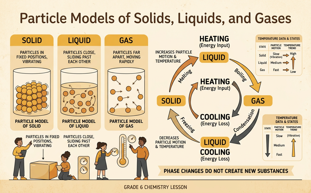 Particle Models of Solids, Liquids, and Gases