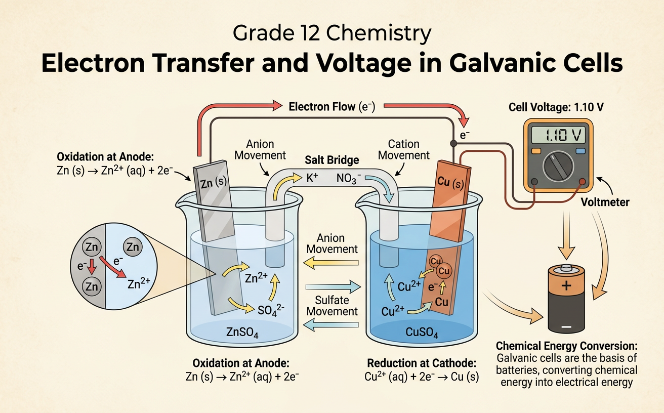 Electron Transfer and Voltage in Galvanic Cells