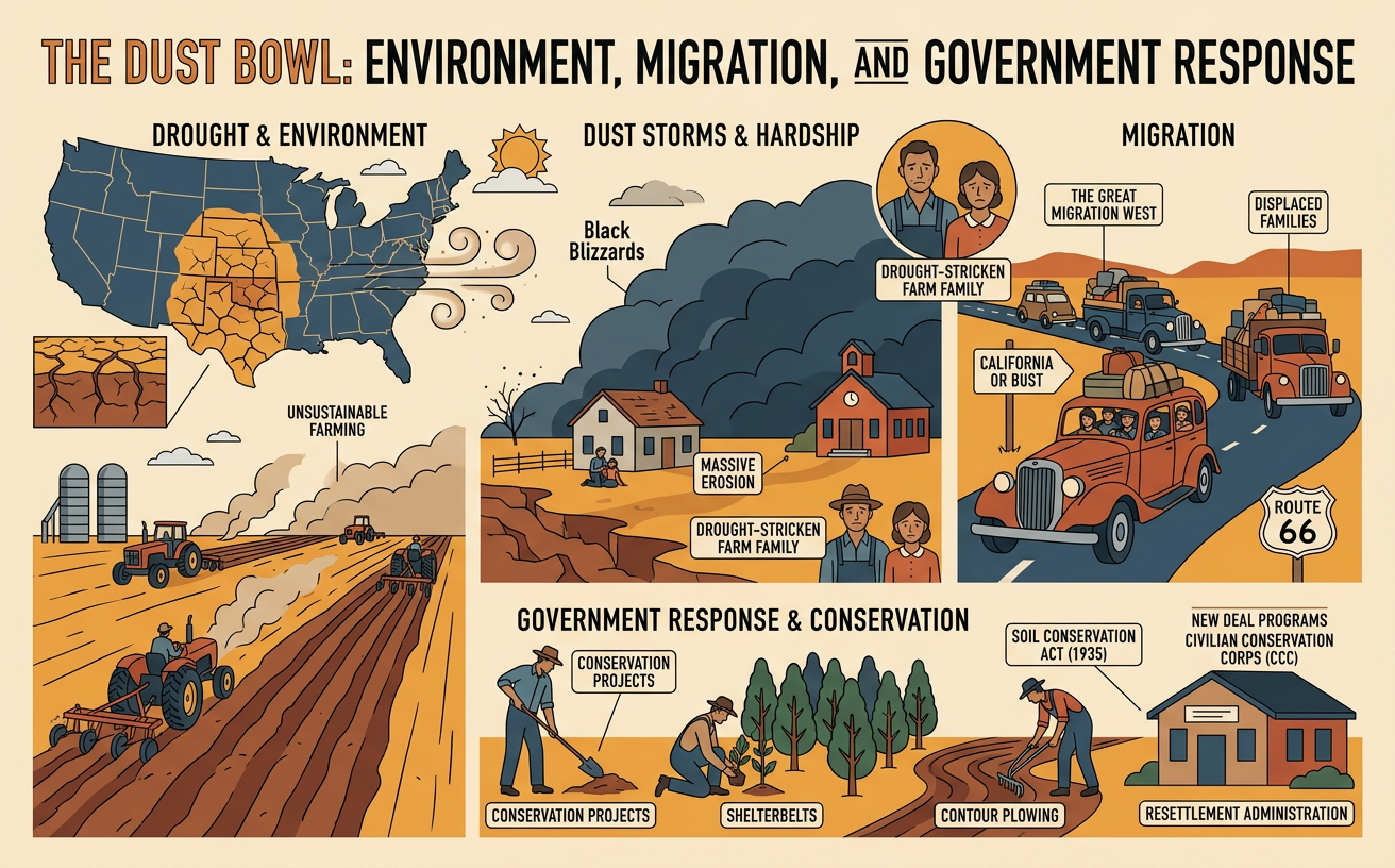 The Dust Bowl: Environment, Migration, and Government Response