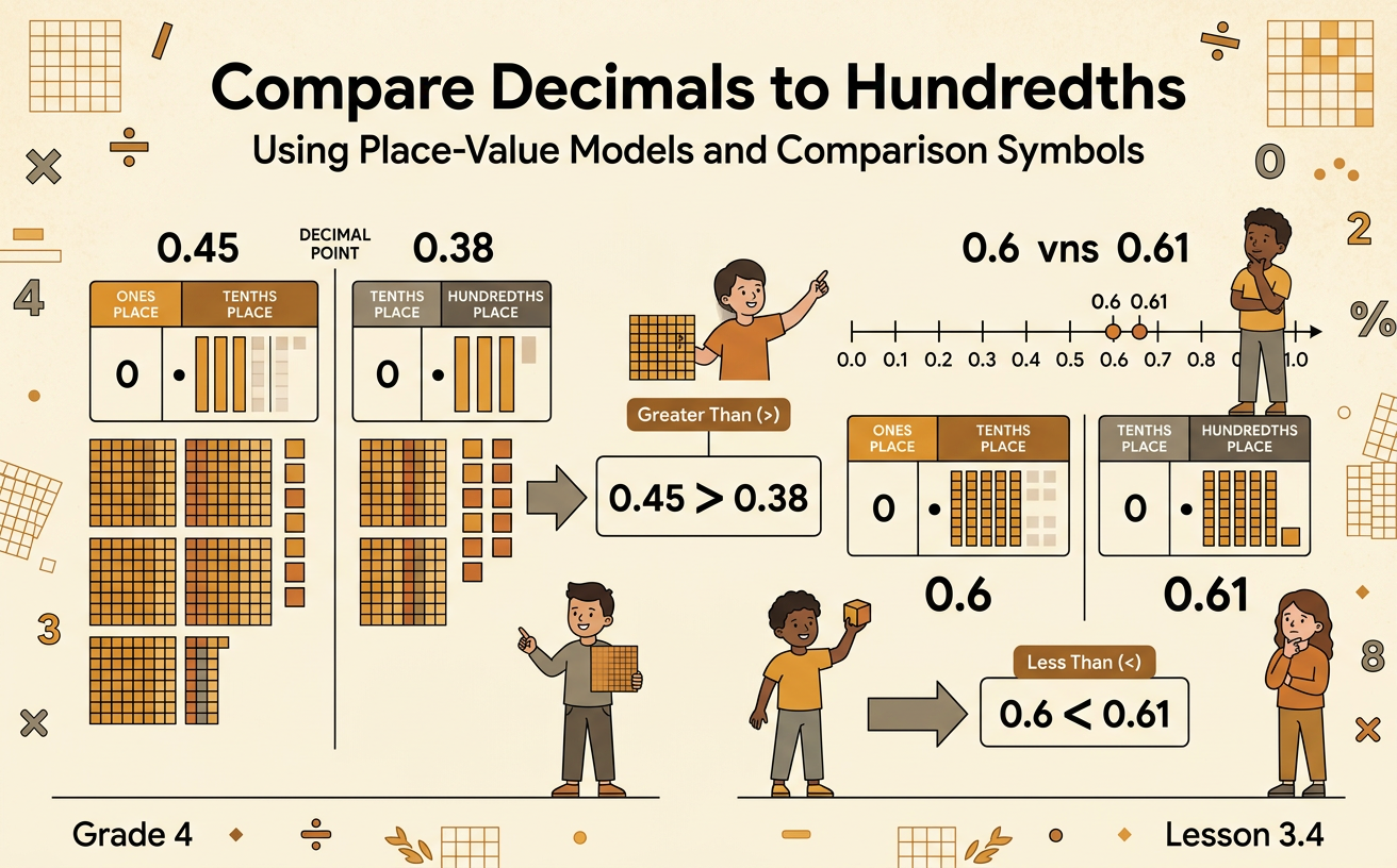 Compare Decimals to Hundredths